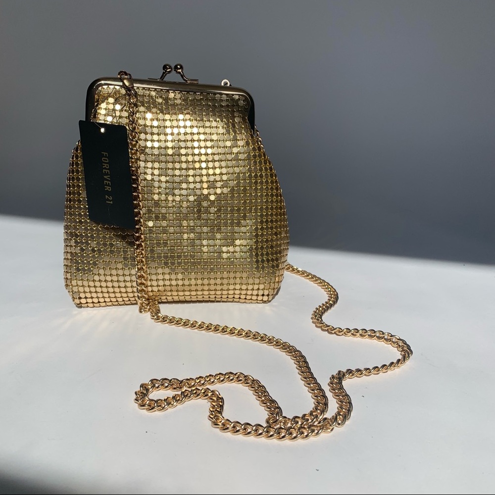 Gold sequins shoulder bag